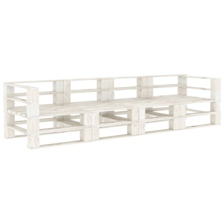 vidaXL Canapé palette à 4 places de jardin Blanc Bois