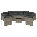 vidaXL Canapé de jardin avec table coussins rond gris résine tressée