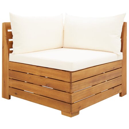 vidaXL Canapé d'angle sectionnel 1 pc et coussins Bois d'acacia massif