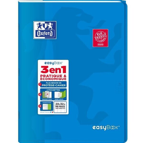 OXFORD Cahier Easybook agrafé - 24 x 32 cm - 96p seyes - 90g - Bleu