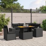vidaXL Salon de jardin 6 Pièces avec coussins noir résine tressée