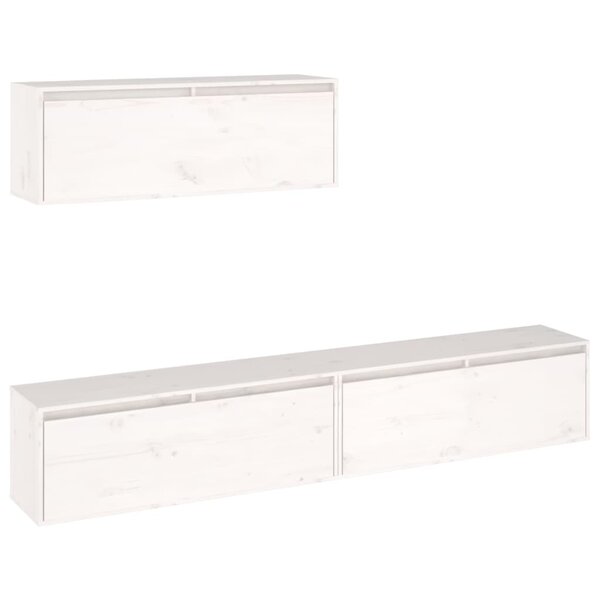 vidaXL Meubles TV 3 Pièces Blanc Bois massif de pin