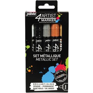 Etui de 5 marqueur peinture 4artist pointe biseau 15 mm métalisée pébéo