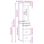 vidaXL Buffet haut Blanc brillant 34 5x34x180 cm Bois d'ingénierie