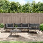 vidaXL Salon de jardin 6 Pièces avec coussins anthracite résine tressée