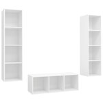 vidaXL Ensemble de meuble TV 3 Pièces Blanc Aggloméré