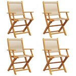 vidaXL Chaises de jardin pliantes lot de 4 beige bois d'acacia massif