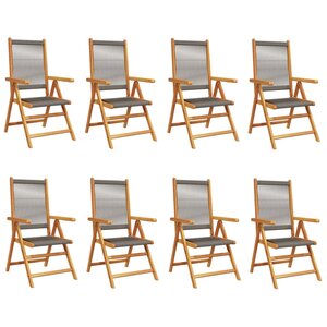 vidaXL Chaises inclinables de jardin lot de 8 gris bois massif acacia