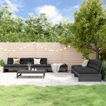 vidaXL Salon de jardin 6 Pièces avec coussins gris bois massif