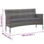 vidaXL Salon de jardin 5 Pièces avec coussins résine tressée gris