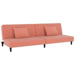 vidaXL Canapé-lit à 2 places avec deux oreillers Rose Velours