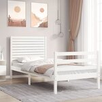 vidaXL Cadre de lit avec tête de lit blanc petit simple bois massif