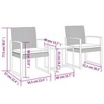 vidaXL Ensemble à manger de jardin avec coussins 3 Pièces noir rotin PP