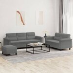 vidaXL Ensemble de canapés 3 Pièces coussins gris foncé tissu microfibre