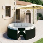 vidaXL Salon de jardin 9 Pièces avec coussins Résine tressée Noir