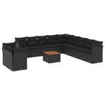 vidaXL Salon de jardin 12 Pièces avec coussins noir résine tressée