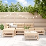vidaXL Salon de jardin 6 Pièces avec coussins bois massif