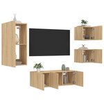 vidaXL Unités murales TV avec LED 5 Pièces chêne sonoma bois d'ingénierie
