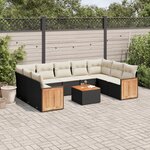 vidaXL Salon de jardin 10 Pièces avec coussins noir résine tressée