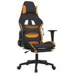 vidaXL Chaise de jeu avec repose-pied Noir et orange Tissu