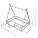 Lit Tipi enfant avec barrière bois massif blanc 140 x 200 cm