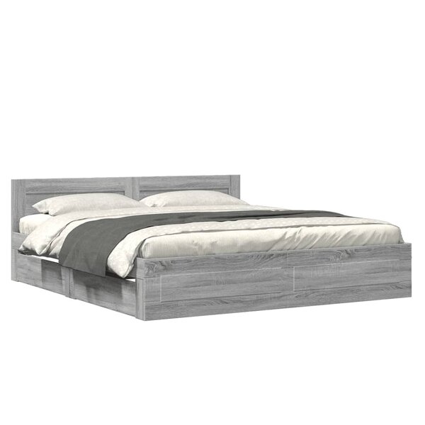 vidaXL Cadre de lit avec tête de lit sonoma gris 180x200 cm