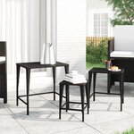vidaXL Tables gigognes 3 Pièces noir résine tressée