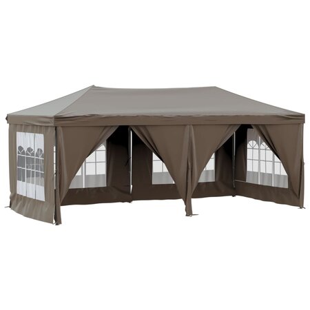 vidaXL Tente de réception pliable avec parois Taupe 3x6 m