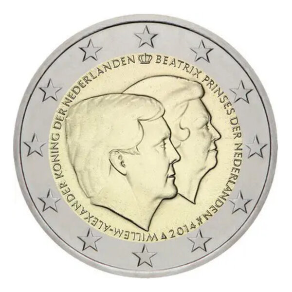 2 euros commémorative Pays-Bas 2014 - Double portrait.