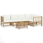 vidaXL Salon de jardin 6 Pièces avec coussins blanc crème bambou