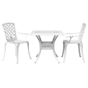 vidaXL Ensemble de bistro 3 Pièces blanc aluminium coulé