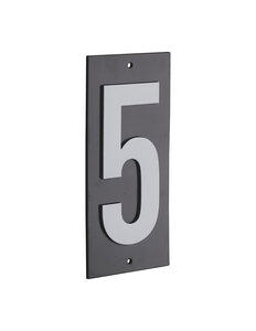THIRARD - Plaque de signalisation 5 marquage blanc sur fond noir panneau ABS à visser 56x120mm - THIRARD