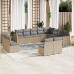 vidaXL Salon de jardin avec coussins 12 Pièces beige résine tressée