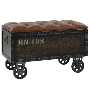 vidaXL Banc de rangement Bois massif et similicuir 80 5x41x50 cm