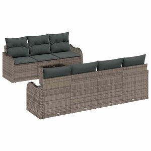 vidaXL Ensemble de canapé de jardin avec coussin 8 Pièces Gris