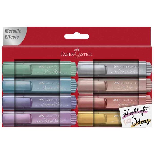 Etui de 8 surligneurs textliner 1546 metallic faber-castell