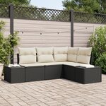 vidaXL Ensemble de canapés de jardin 4 pièces avec coussins noir poly rattan