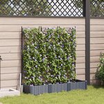 vidaXL Jardinière avec treillis 3 Pièces Grise 120x40x125 5 cm