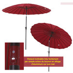 Parasol inclinable rond avec manivelle aluminium fibre de verre polyester diamètre 2 60 m coloris rouge