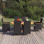 vidaXL Ensemble de salle à manger de jardin 7 Pièces Résine tressée Noir