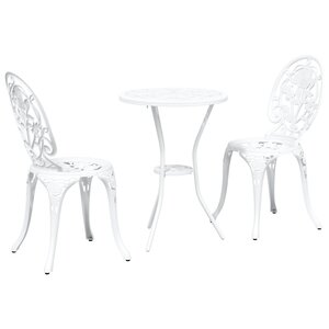 Ensemble de Bistro de Jardin 3 Pièces vidaXL en Aluminium Blanc