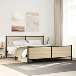 vidaXL Cadre de lit en métal sans matelas chêne sonoma 183x213 cm