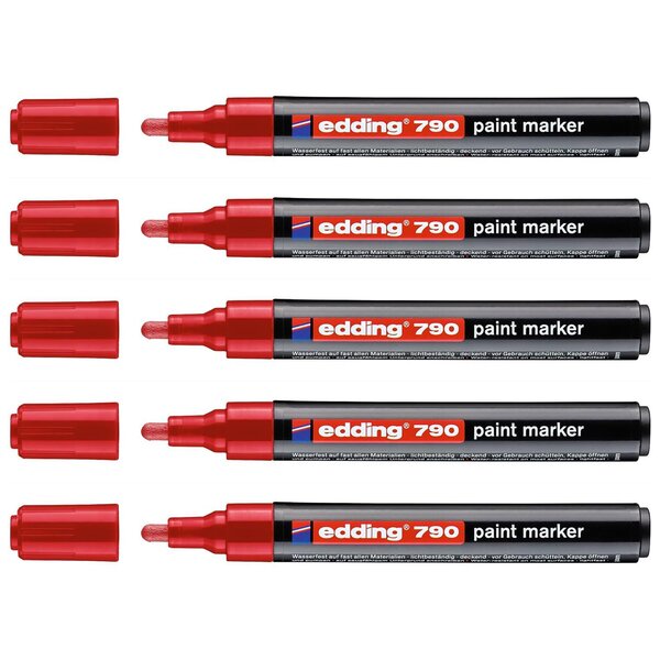 Marqueur Peinture 790 Rouge Pointe Ronde 2-3 mm x 5 EDDING