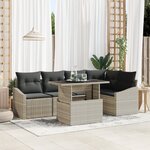 vidaXL Ensemble de canapé de jardin 6 pièces avec coussins gris clair en poly rattan