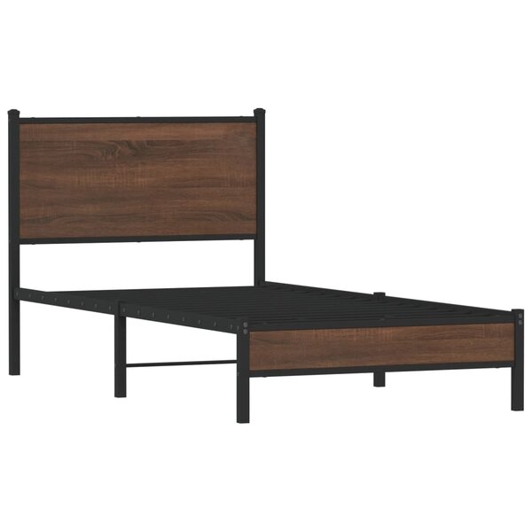 vidaXL Cadre de lit en métal avec tête de lit chêne marron 90x190 cm