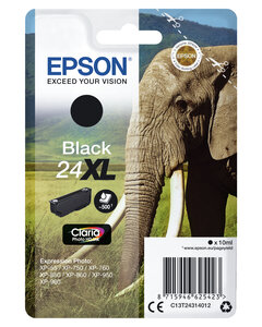 Epson 24xl black ink 24xl cartouche dencre noir haute capacite 10ml 500 pages 1-pack rf-am blister