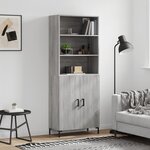 vidaXL Buffet haut Sonoma gris 69 5x34x180 cm Bois d'ingénierie