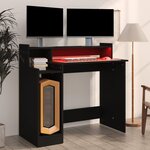 vidaXL Bureau avec lumières LED noir 97x45x90 cm bois d'ingénierie