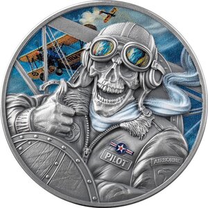 Monnaie PILOT Memento Mori 1 Oz Argent 5 Cedis Ghana 2026