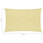 vidaXL Parasol en PEHD rectangulaire 2x4 m Beige